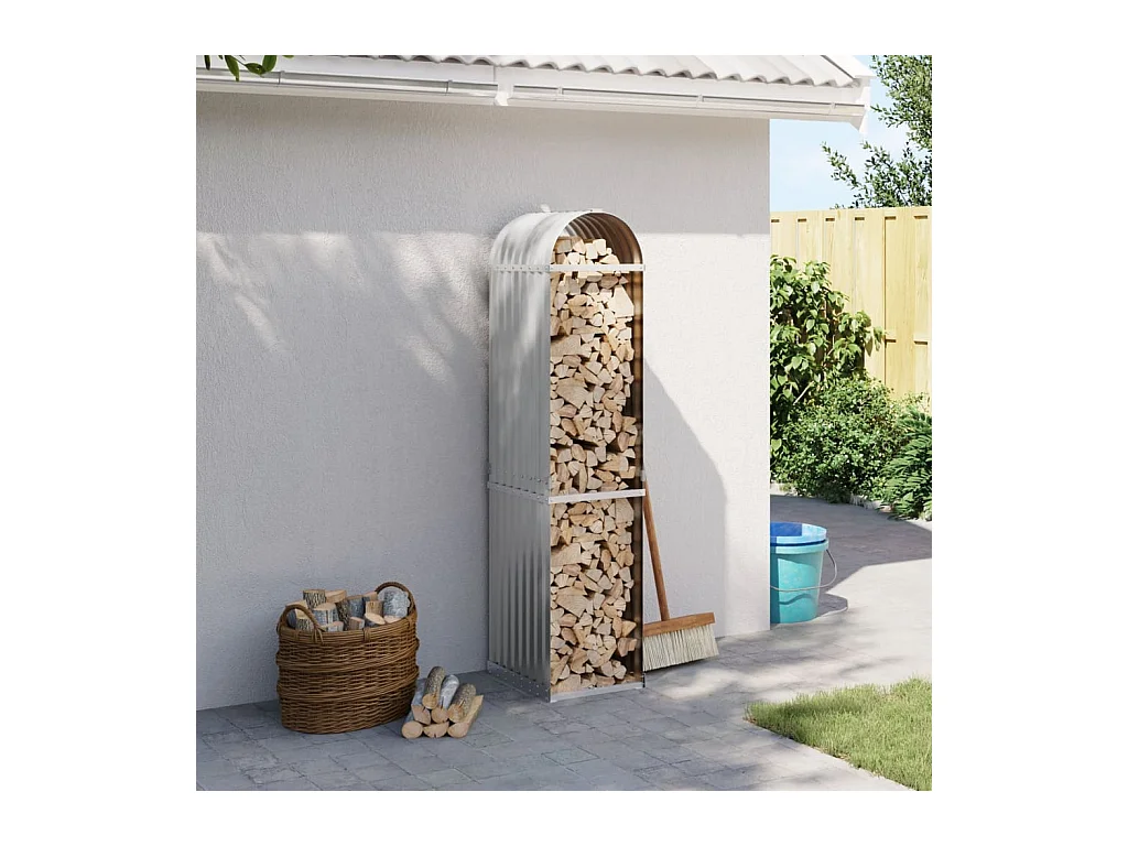 Jilles  Kaminholzunterstand Hellgrau 40x45x170 cm Verzinkter Stahl