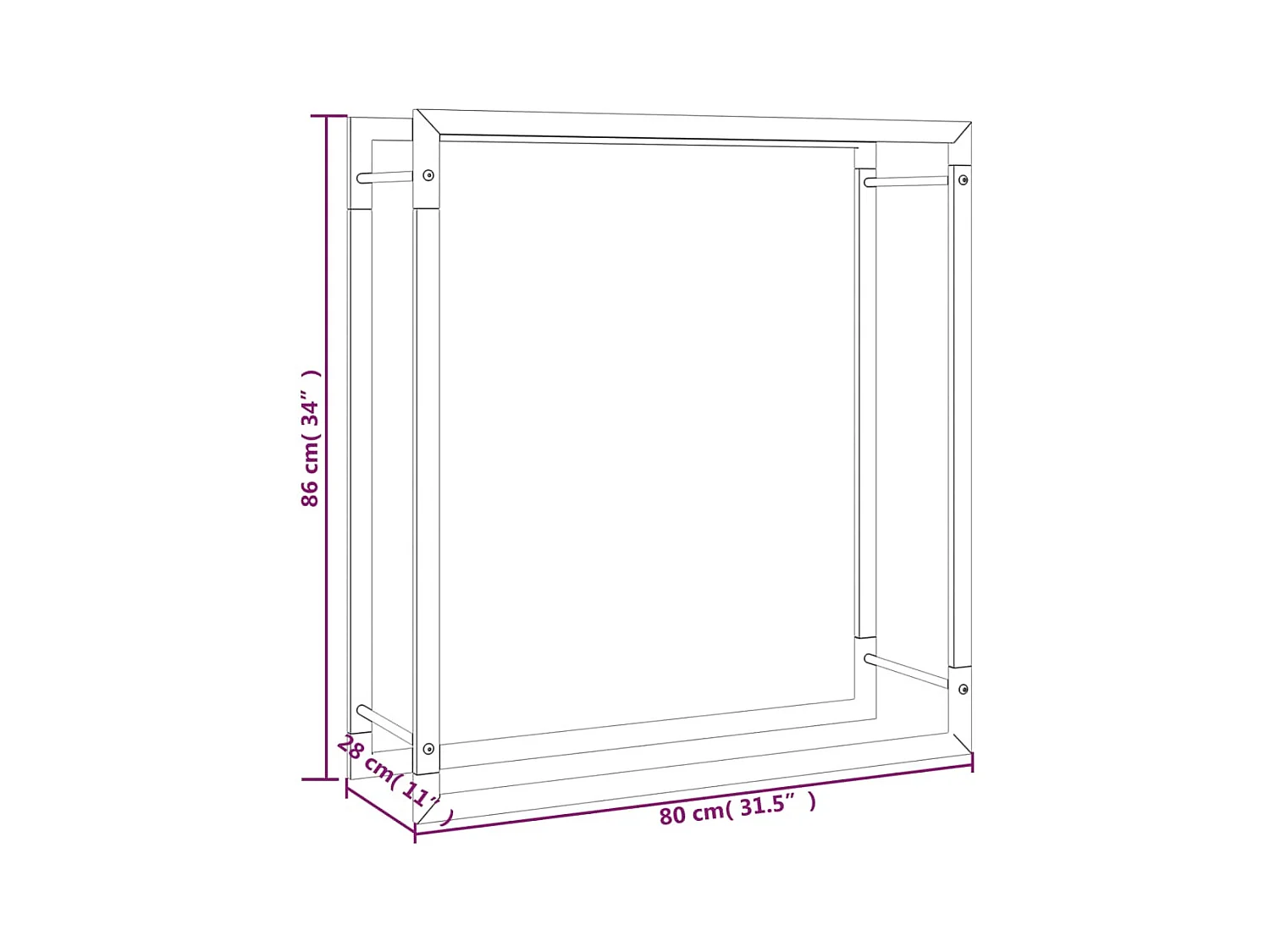 Nichelino  Portant de bois de chauffage Noir mat 80x28x86 cm Acier