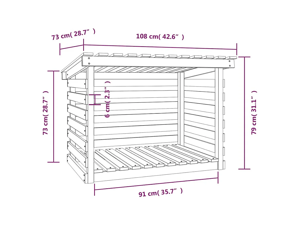 Jaredon  Support pour bois de chauffage Gris 108x73x79 cm Bois de pin
