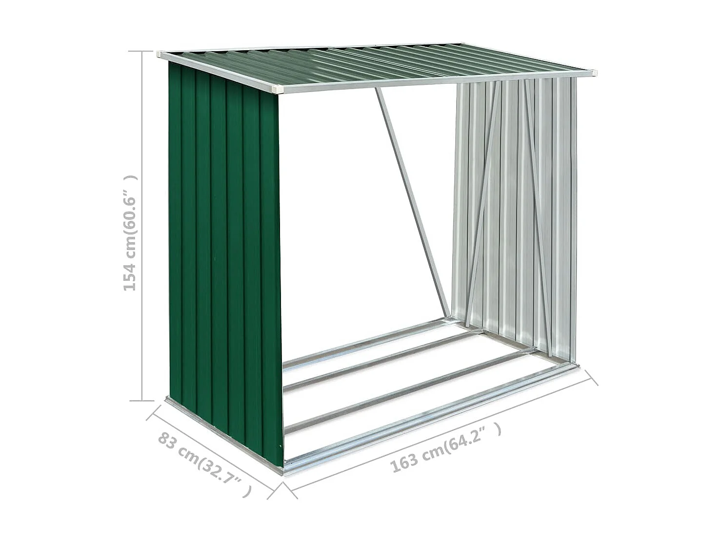 Riley  Brennholzlager Verzinkter Stahl 163 x 83 x 154 cm Grün