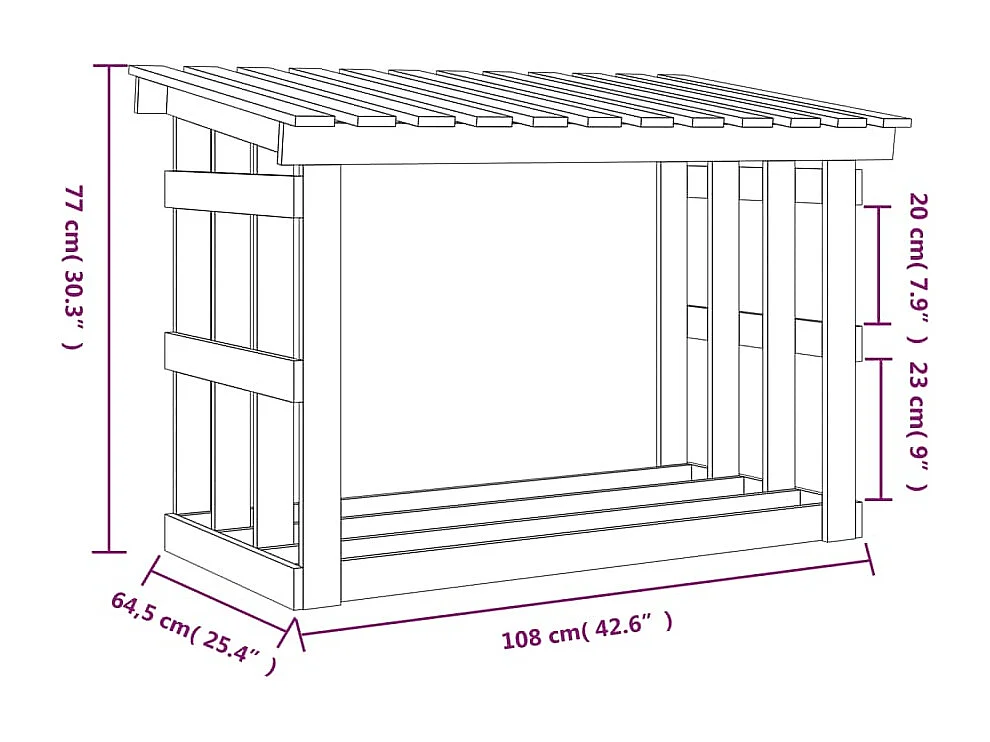 Giarre  Portalegna Grigia 108x64,5x77 cm in Legno Massello di Pino