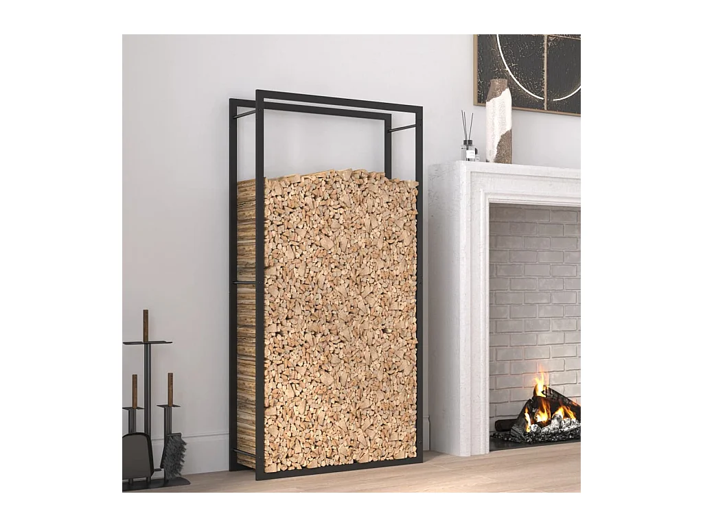 Nichelino  Étagère à bois de chauffage Noir mat 80 x 28 x 154 cm Acier