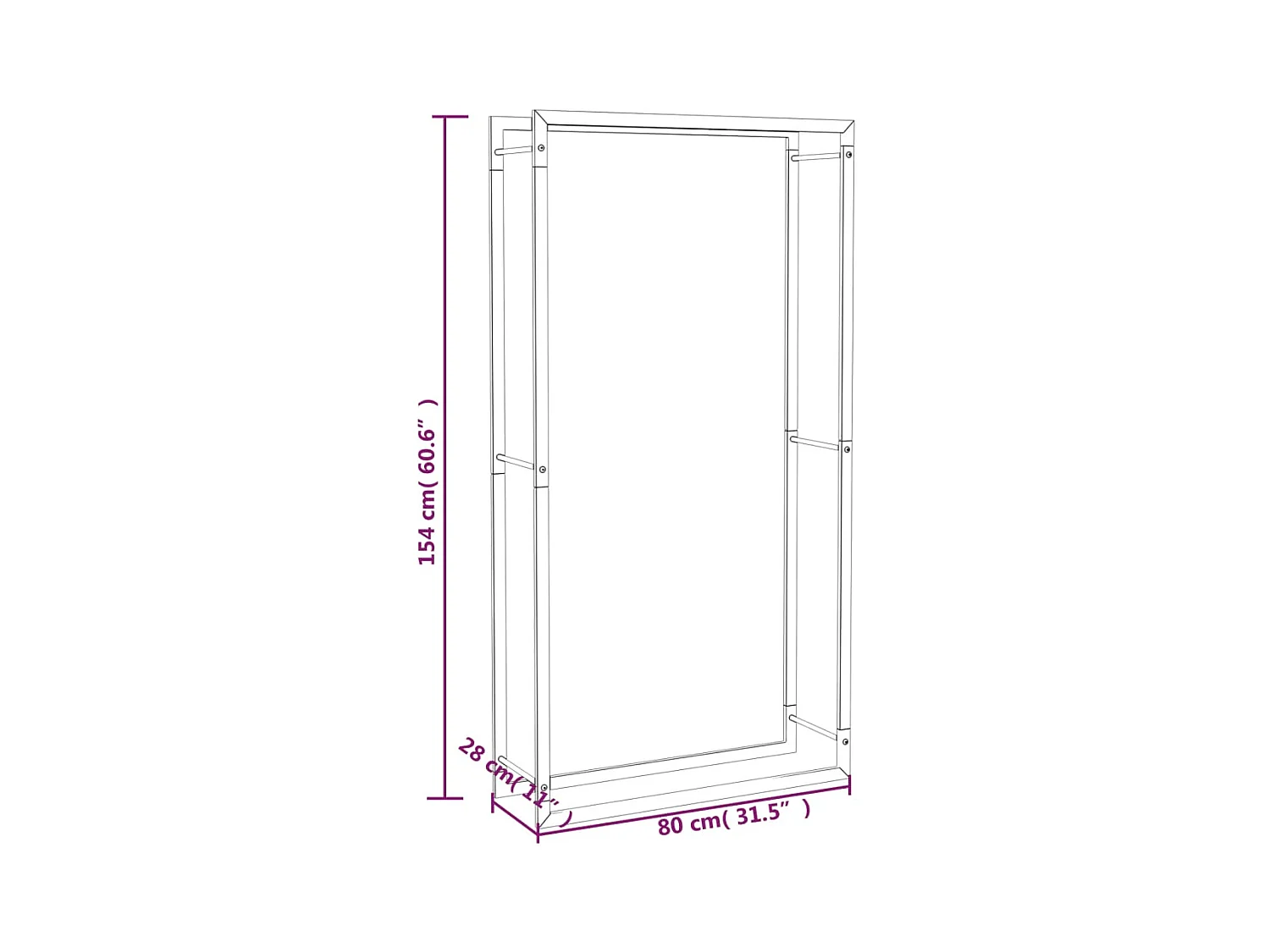 Nichelino  Étagère à bois de chauffage Noir mat 80 x 28 x 154 cm Acier