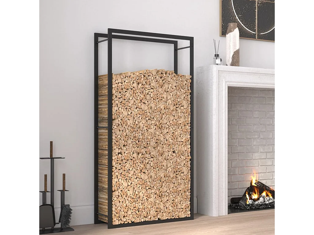 Nichelino  Brennholzregal Mattschwarz 80 x 28 x 154 cm Stahl