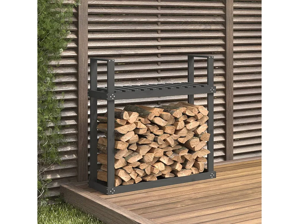 Linköping  Kaminholzregal Grau 110x35x108,5 cm Massivholz Kiefer