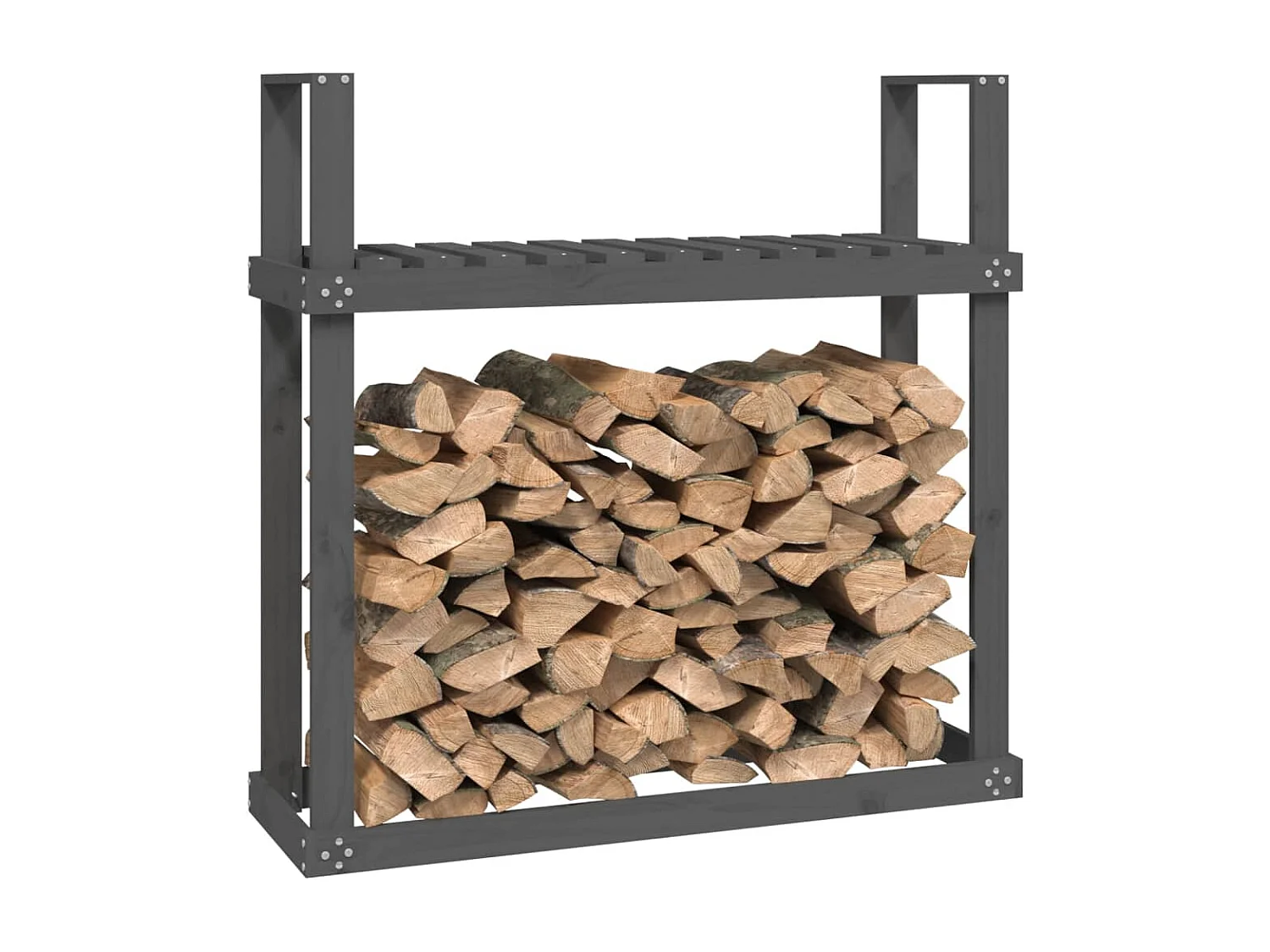 Linköping  Kaminholzregal Grau 110x35x108,5 cm Massivholz Kiefer