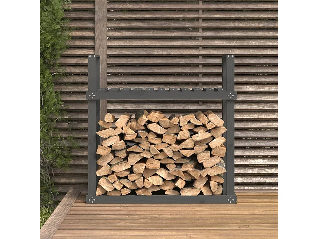 Linköping  Support pour bois de chauffage Gris 110x35x108,5 cm Bois de pin