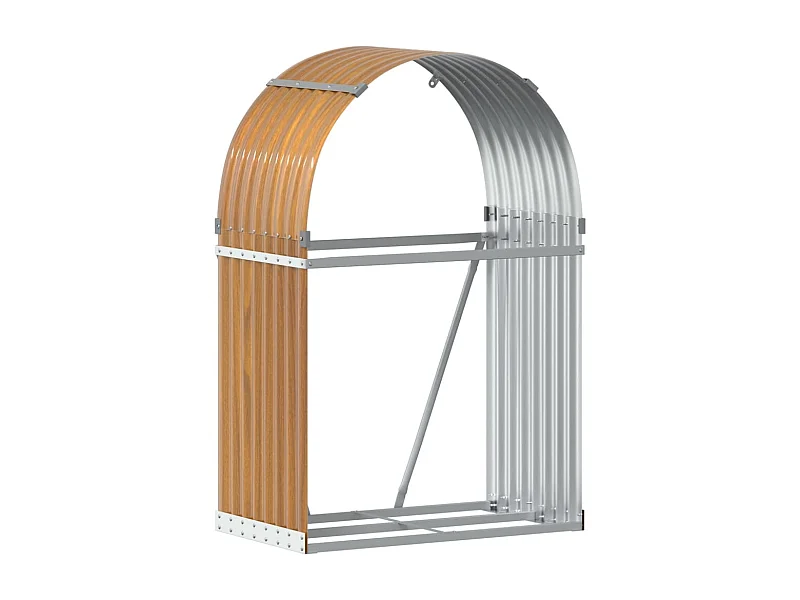 Jilles  Porte-bûches aspect bois 80x45x120 cm acier galvanisé