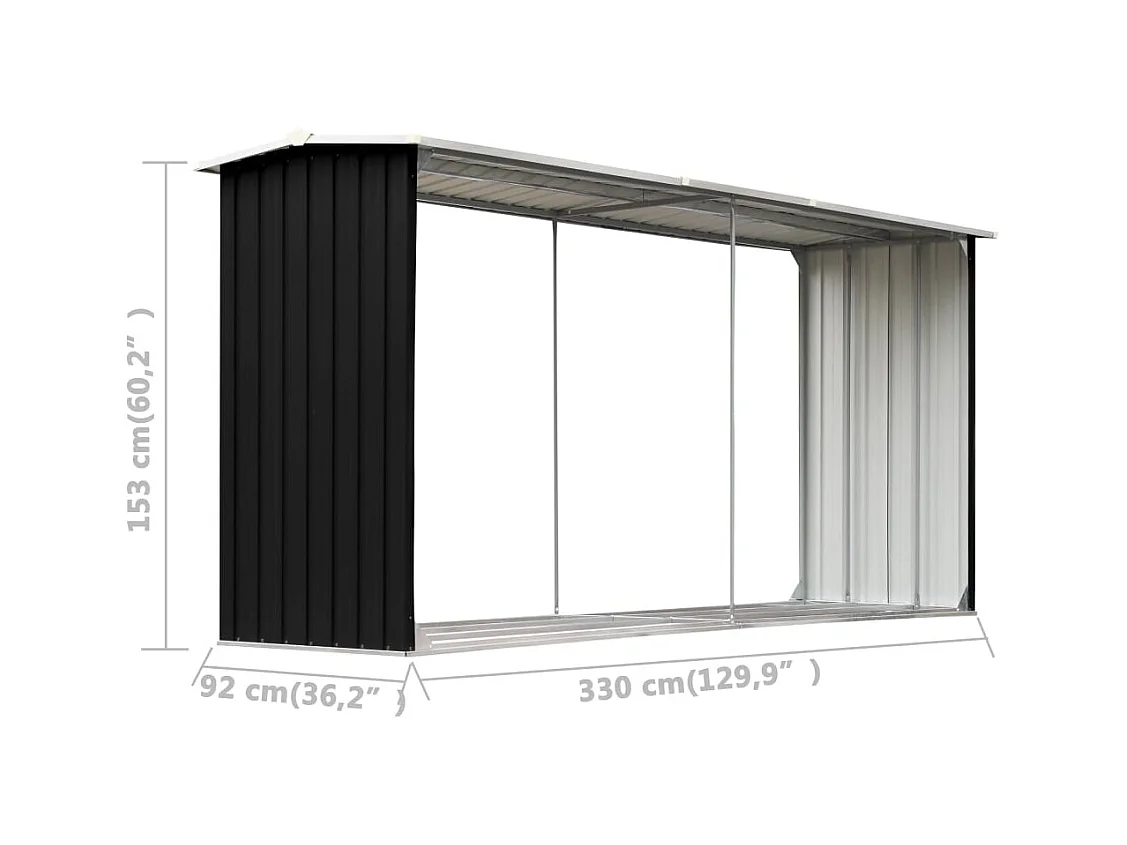 Grydel  Abri de stockage à bois Acier galvanisé 330x92x153cm Anthracite