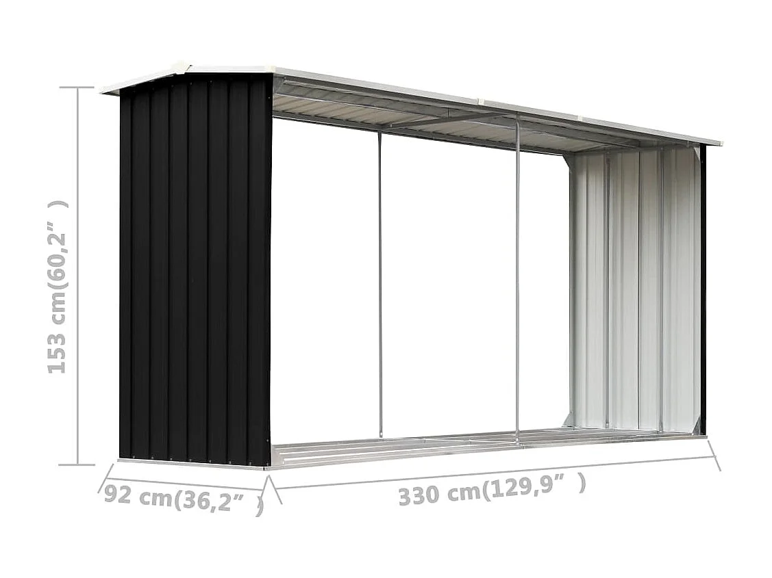 Grydel  Abri de stockage à bois Acier galvanisé 330x92x153cm Anthracite