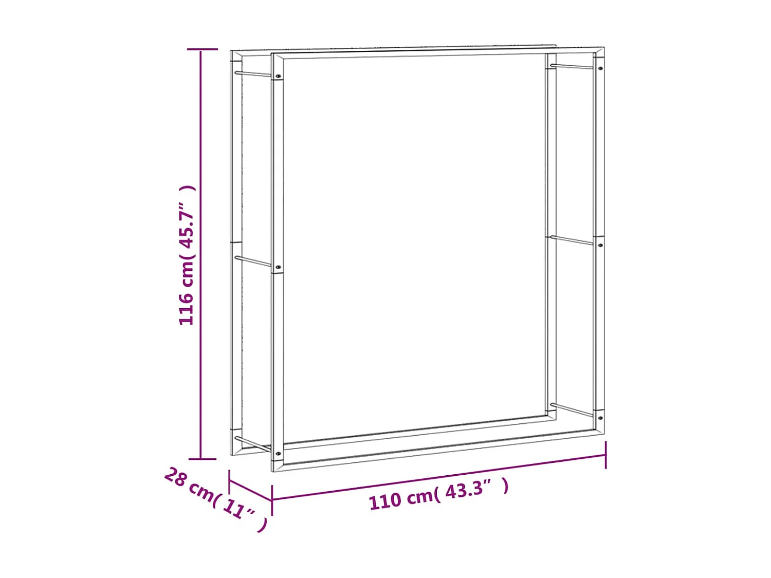 Nichelino  Portalegna 110x28x116 cm in Acciaio Inossidabile
