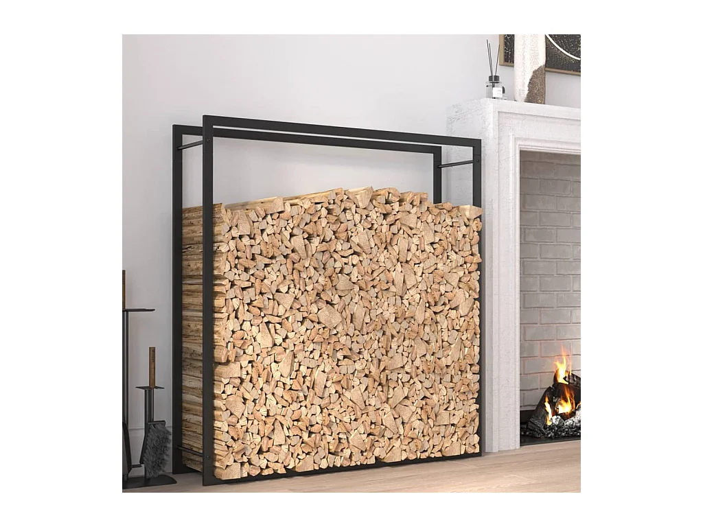 Nichelino  Portant de bois de chauffage Noir mat 110x28x116 cm Acier