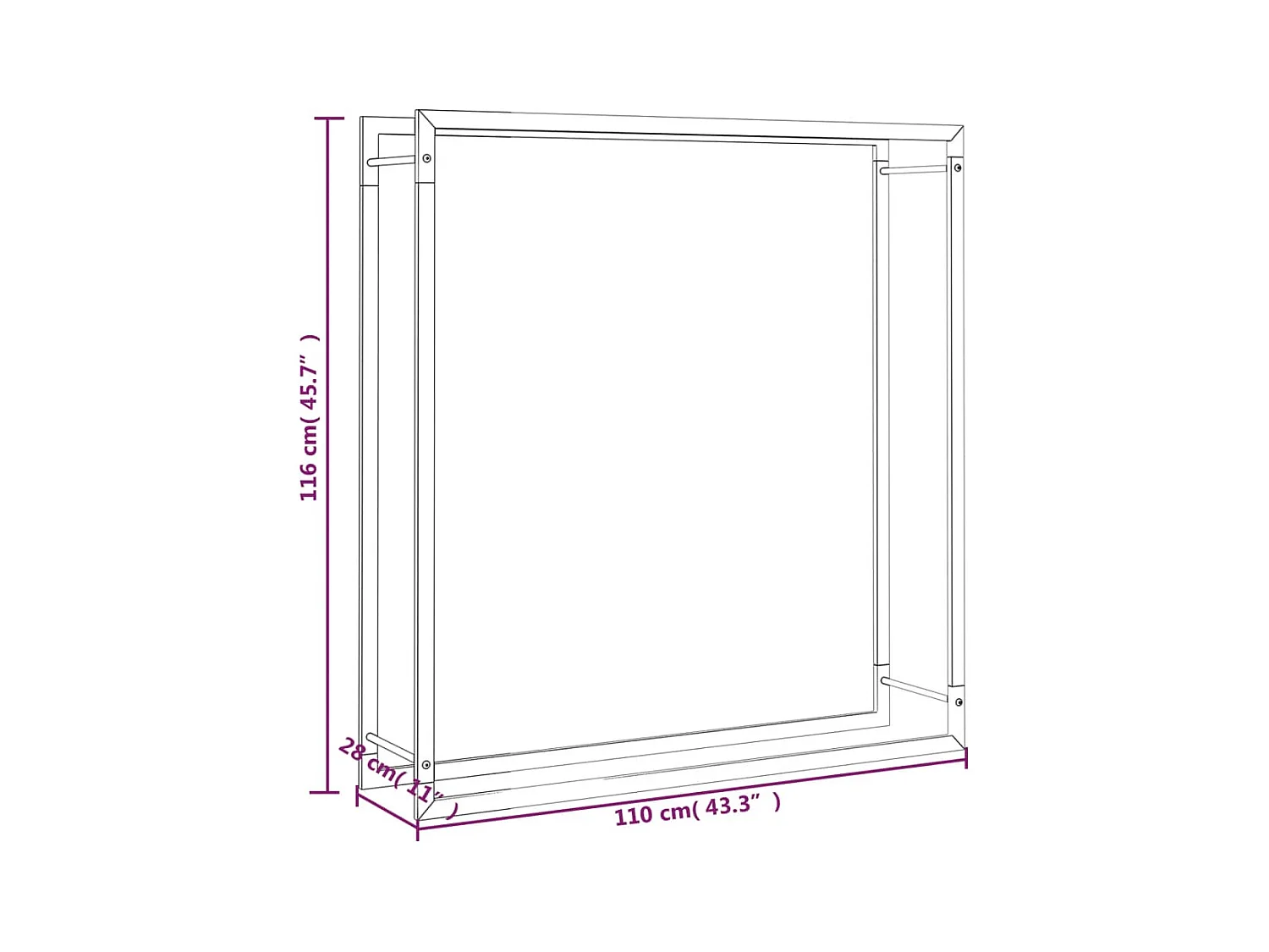 Nichelino  Portant de bois de chauffage Noir mat 110x28x116 cm Acier