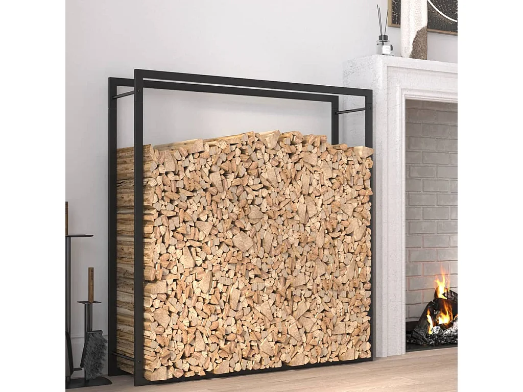 Nichelino  Portalegna Nero Opaco 110x28x116 cm in Acciaio