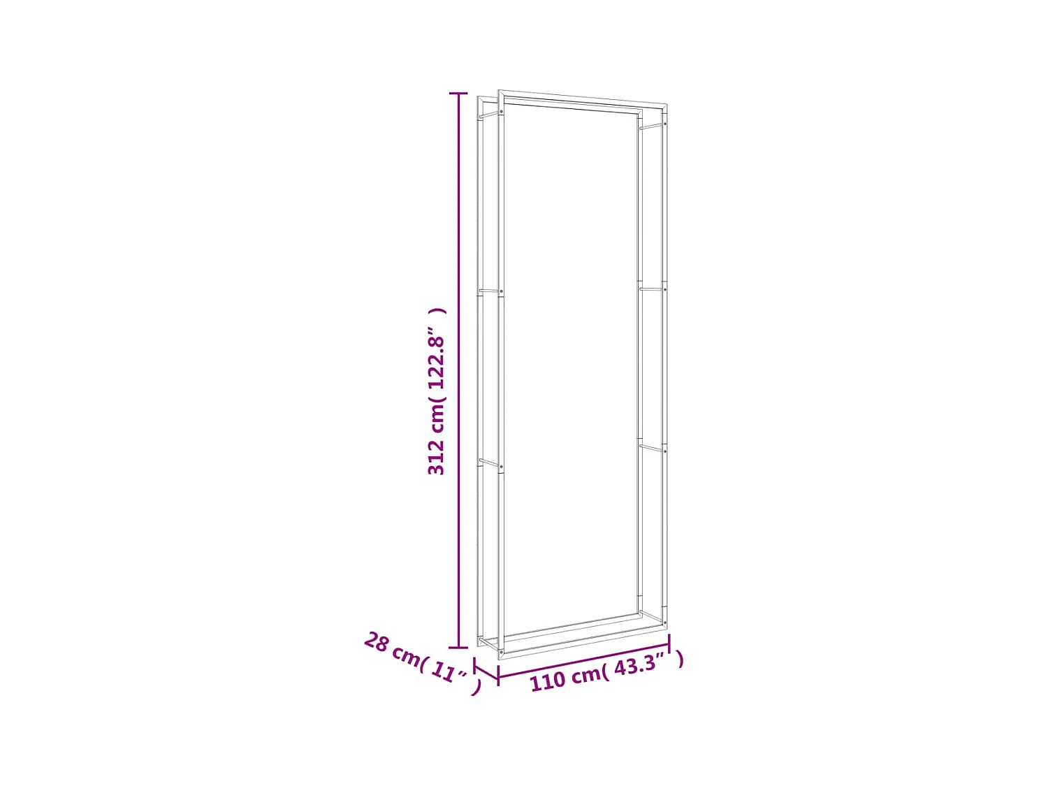 Nichelino  Brennholzregal 110x28x312 cm Edelstahl