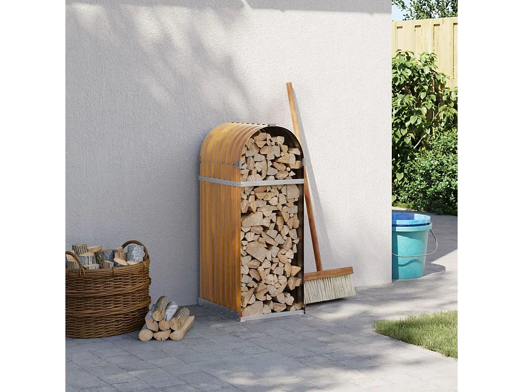 Jilles  Porte-bûches aspect bois 40x45x100 cm acier galvanisé