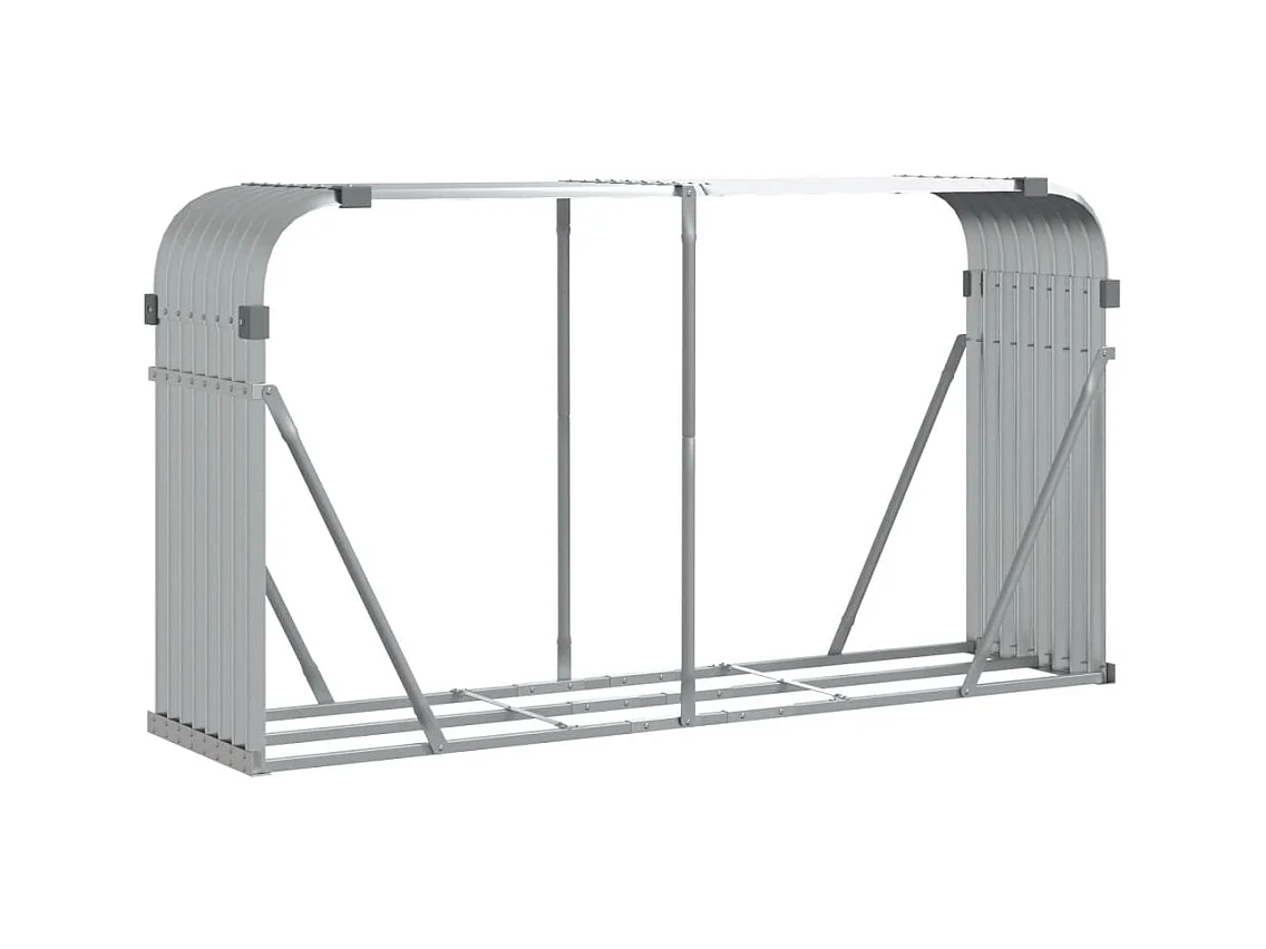 Jilles  Porte-bûches argenté 180x45x100 cm acier galvanisé