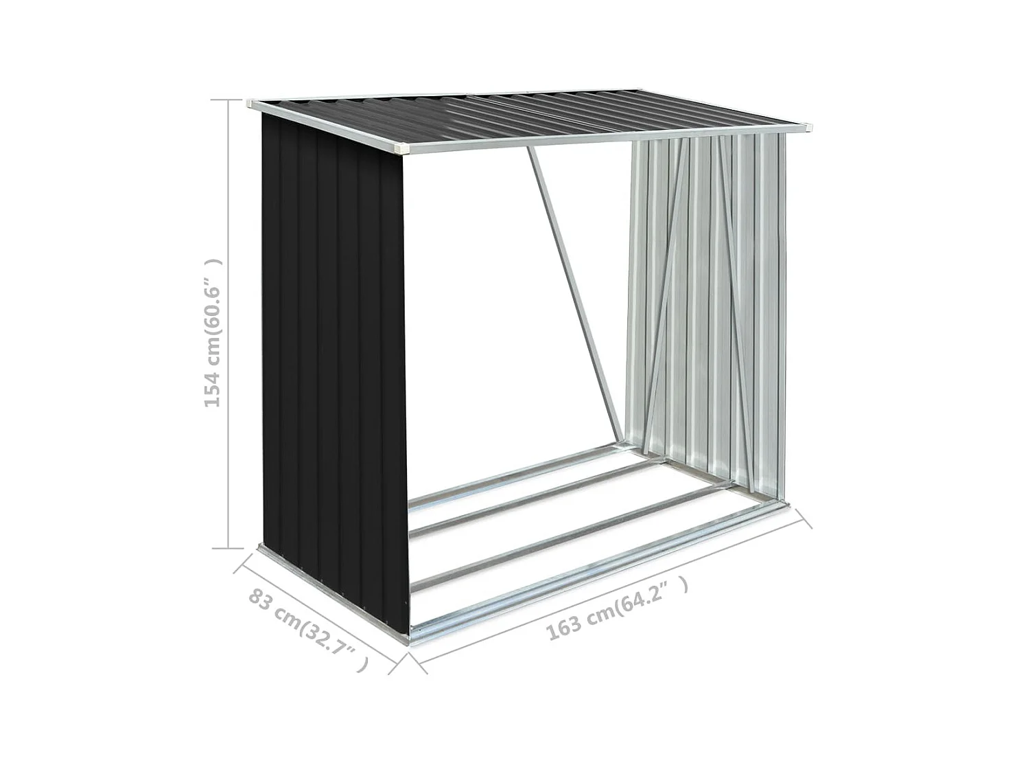 Riley  Abri de stockage à bois Acier galvanisé 163x83x154cm Anthracite