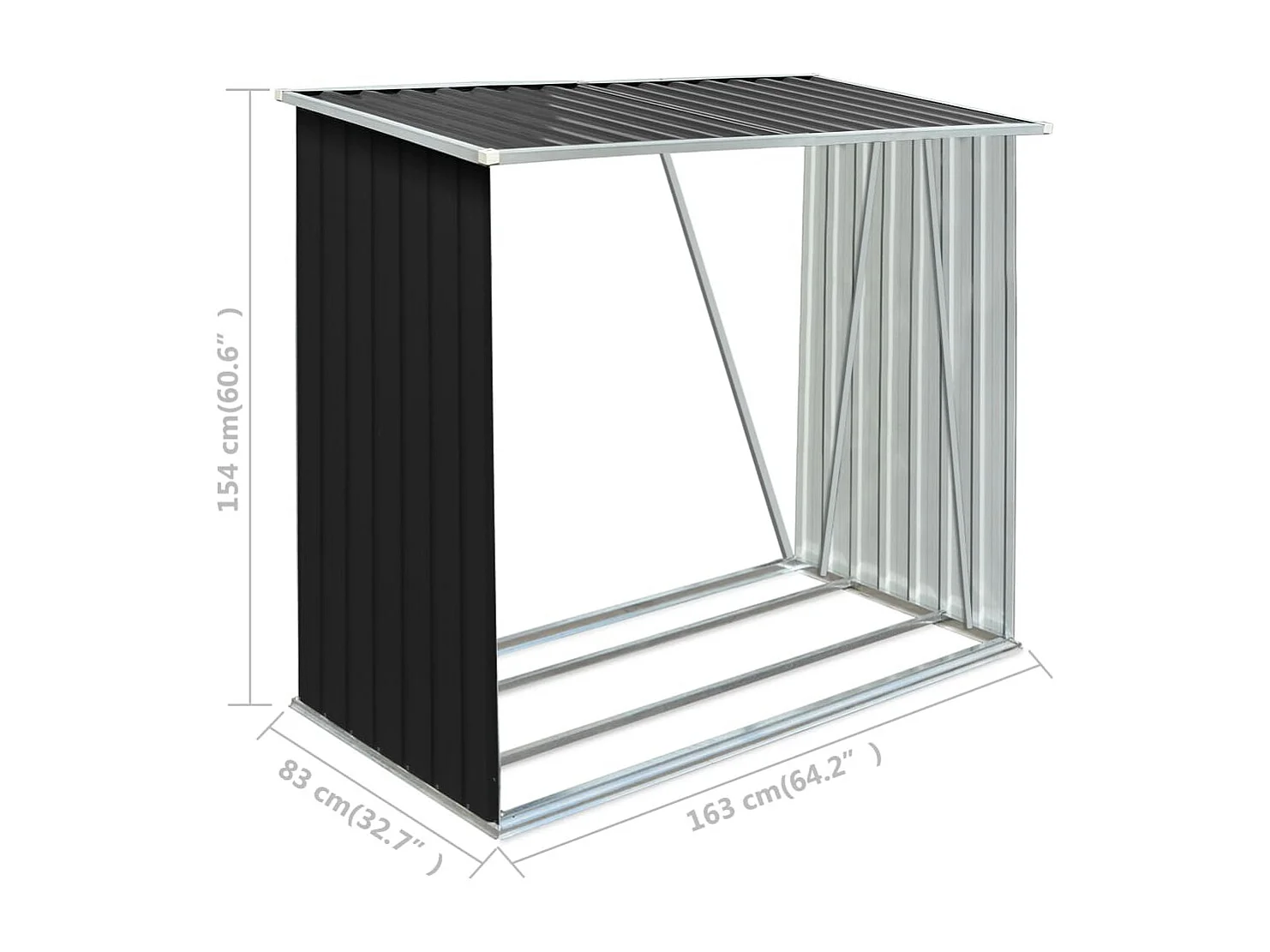 Riley  Brennholzlager Verzinkter Stahl 163 x 83 x 154 cm Anthrazit