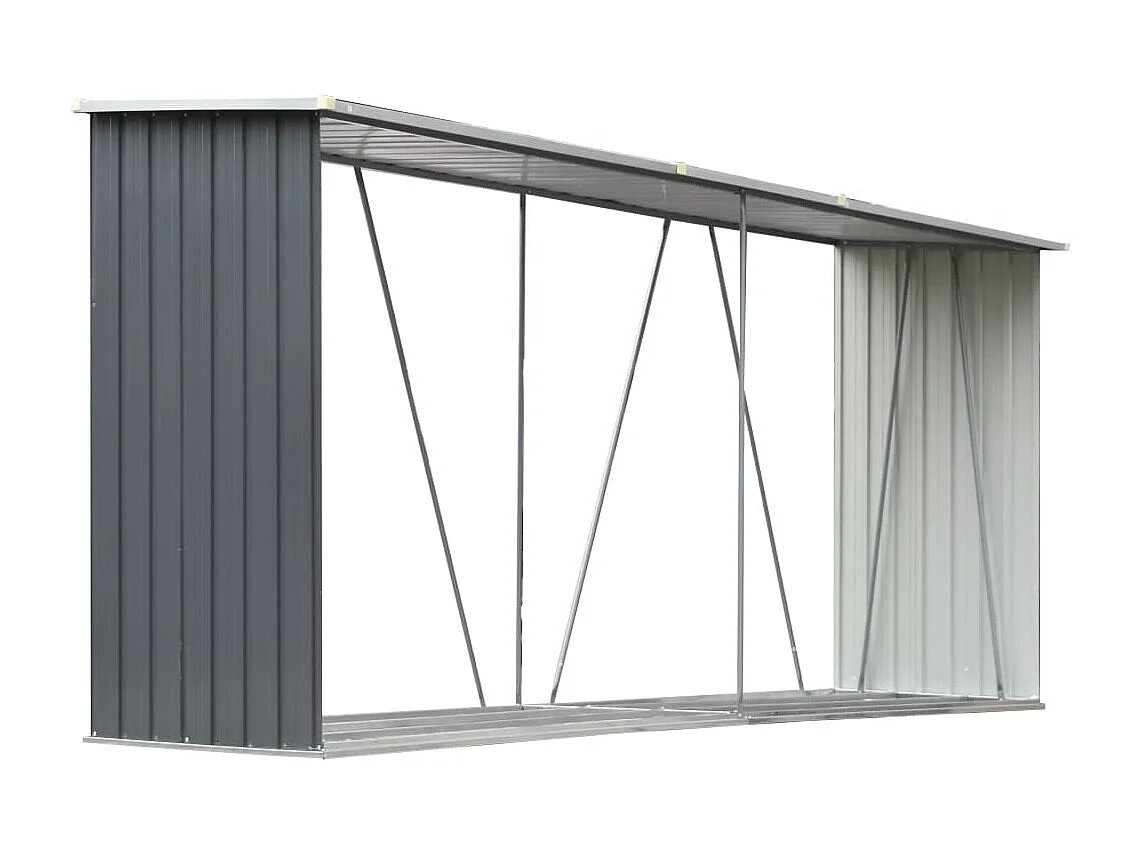 Aulnay-sous-Bois  Abri de stockage de bois Acier galvanisé 330x84x152 cm Gris