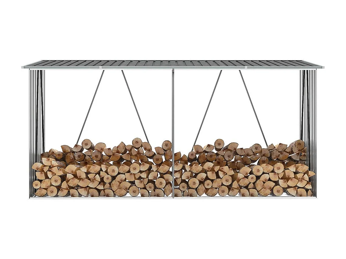 Aulnay-sous-Bois  Abri de stockage de bois Acier galvanisé 330x84x152 cm Gris