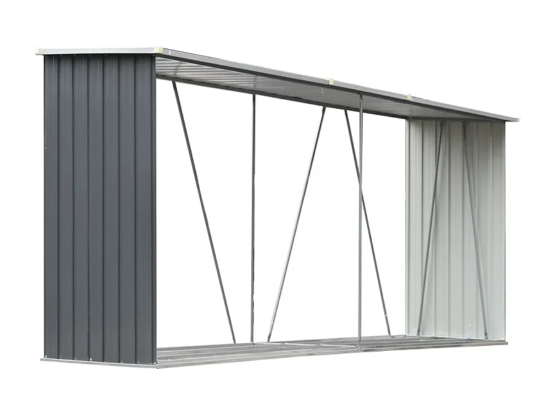 Aulnay-sous-Bois  Haardhoutschuur 330x84x152 cm gegalvaniseerd staal grijs