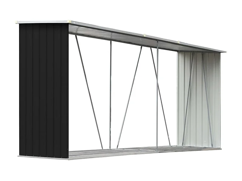 Aulnay-sous-Bois  Abri de stockage à bois Acier galvanisé 330x84x152cm Anthracite