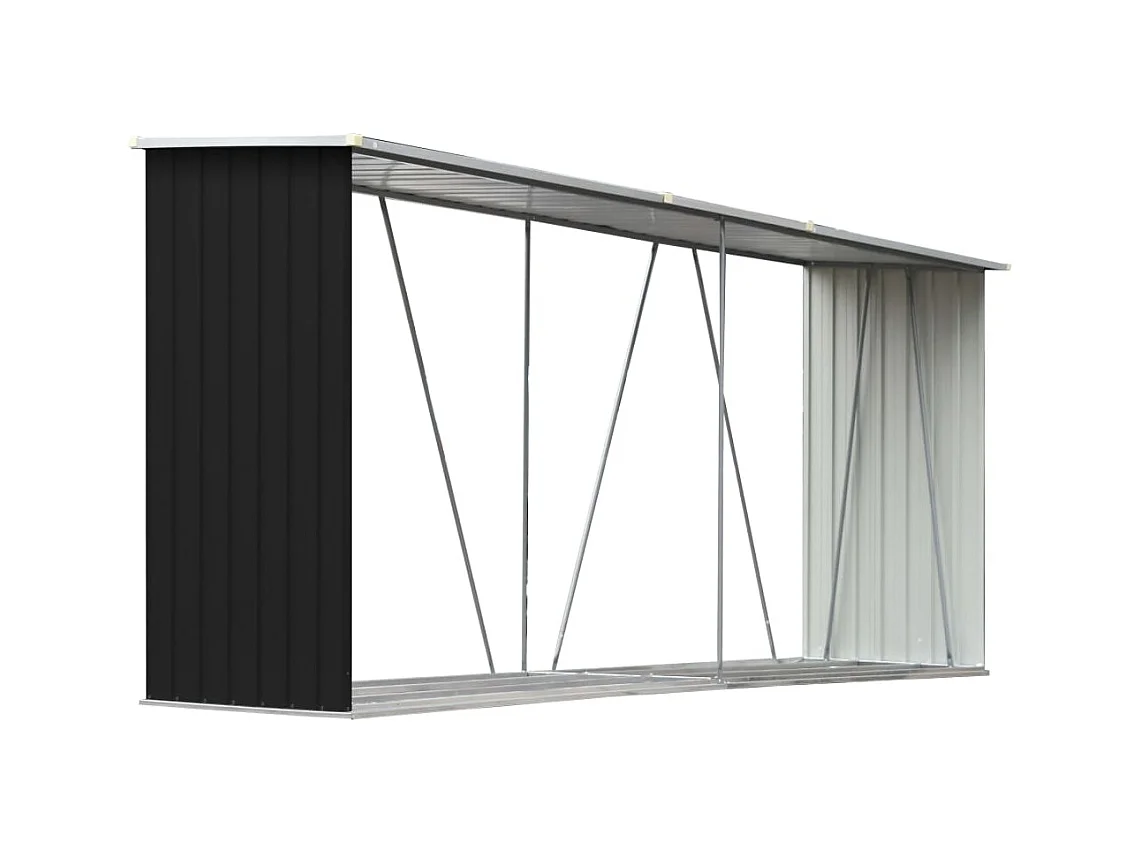 Aulnay-sous-Bois  Abri de stockage à bois Acier galvanisé 330x84x152cm Anthracite