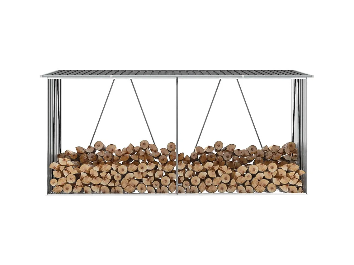 Aulnay-sous-Bois  Abri de stockage à bois Acier galvanisé 330x84x152cm Anthracite