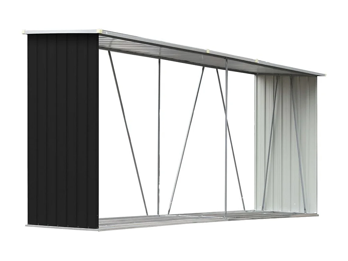 Aulnay-sous-Bois  Abri de stockage à bois Acier galvanisé 330x84x152cm Anthracite
