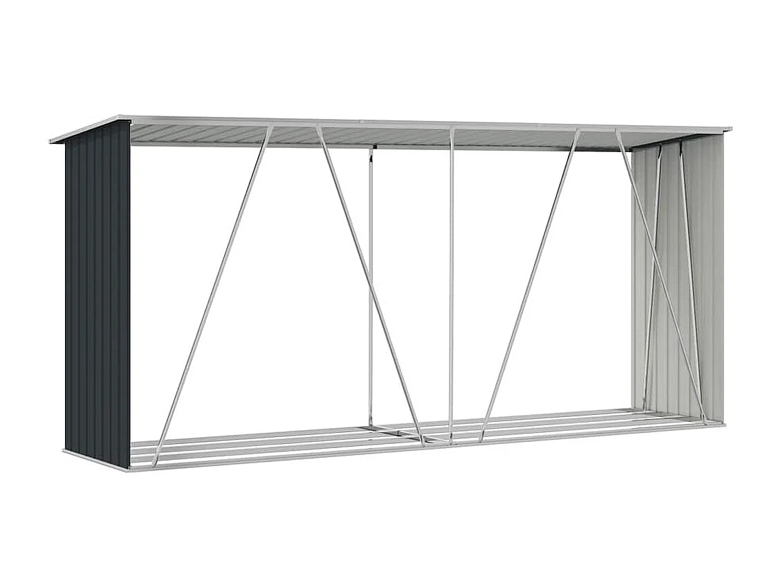 Aulnay-sous-Bois  Abri de stockage à bois Acier galvanisé 330x84x152cm Anthracite