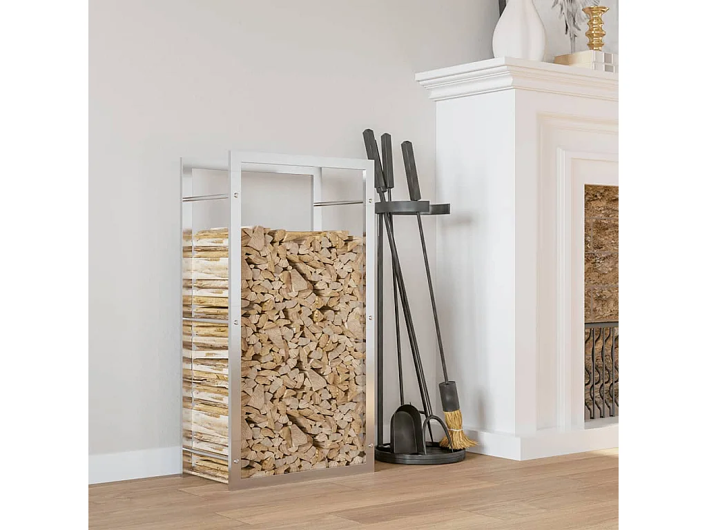 Nichelino  Portant de bois de chauffage 50x28x94 cm acier inoxydable