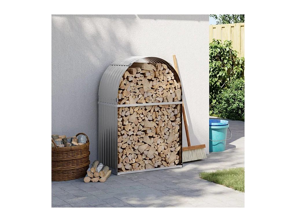 Jilles  Portaceppi Grigio Caro 80x45x120 cm in Acciaio Zincato