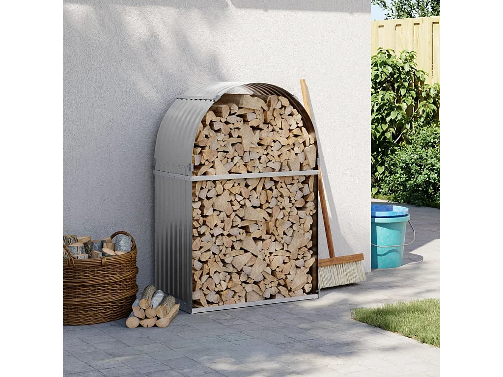 Jilles  Kaminholzunterstand Hellgrau 80x45x120 cm Verzinkter Stahl