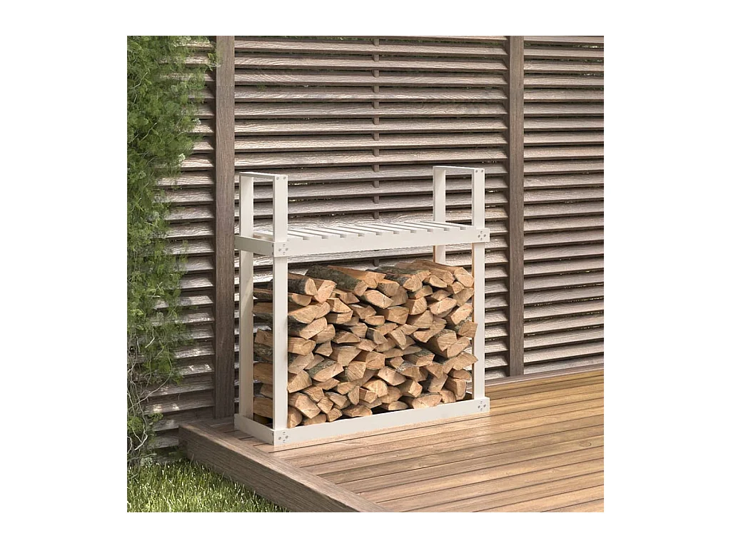 Linköping  Support pour bois de chauffage Blanc 110x35x108,5cm Bois de pin
