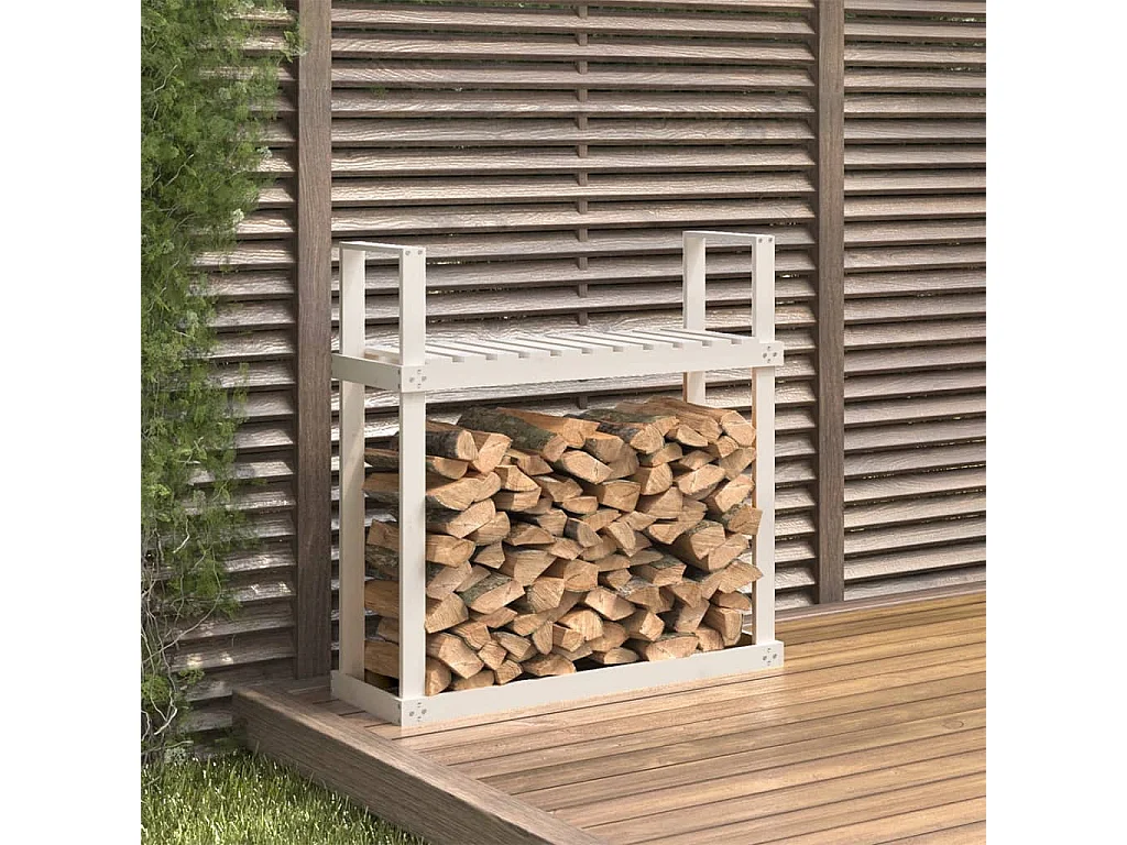 Linköping  Kaminholzregal Weiß 110x35x108,5 cm Massivholz Kiefer