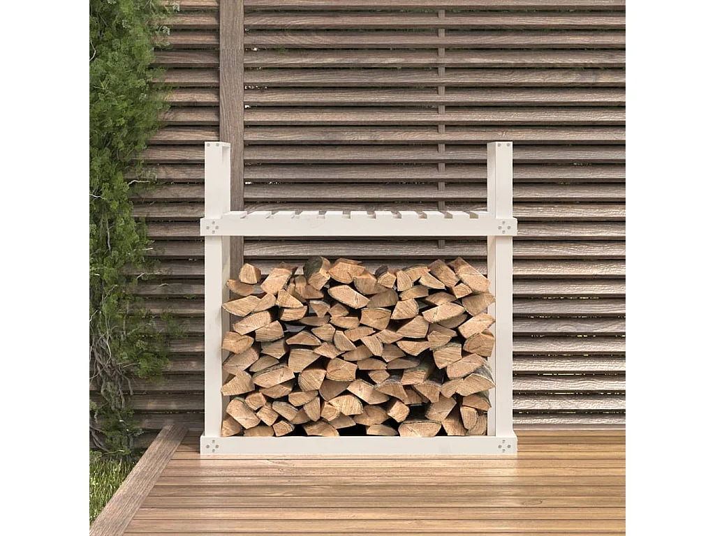 Linköping  Kaminholzregal Weiß 110x35x108,5 cm Massivholz Kiefer