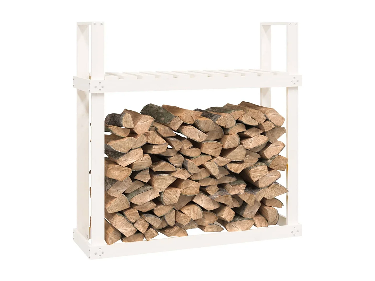 Linköping  Kaminholzregal Weiß 110x35x108,5 cm Massivholz Kiefer