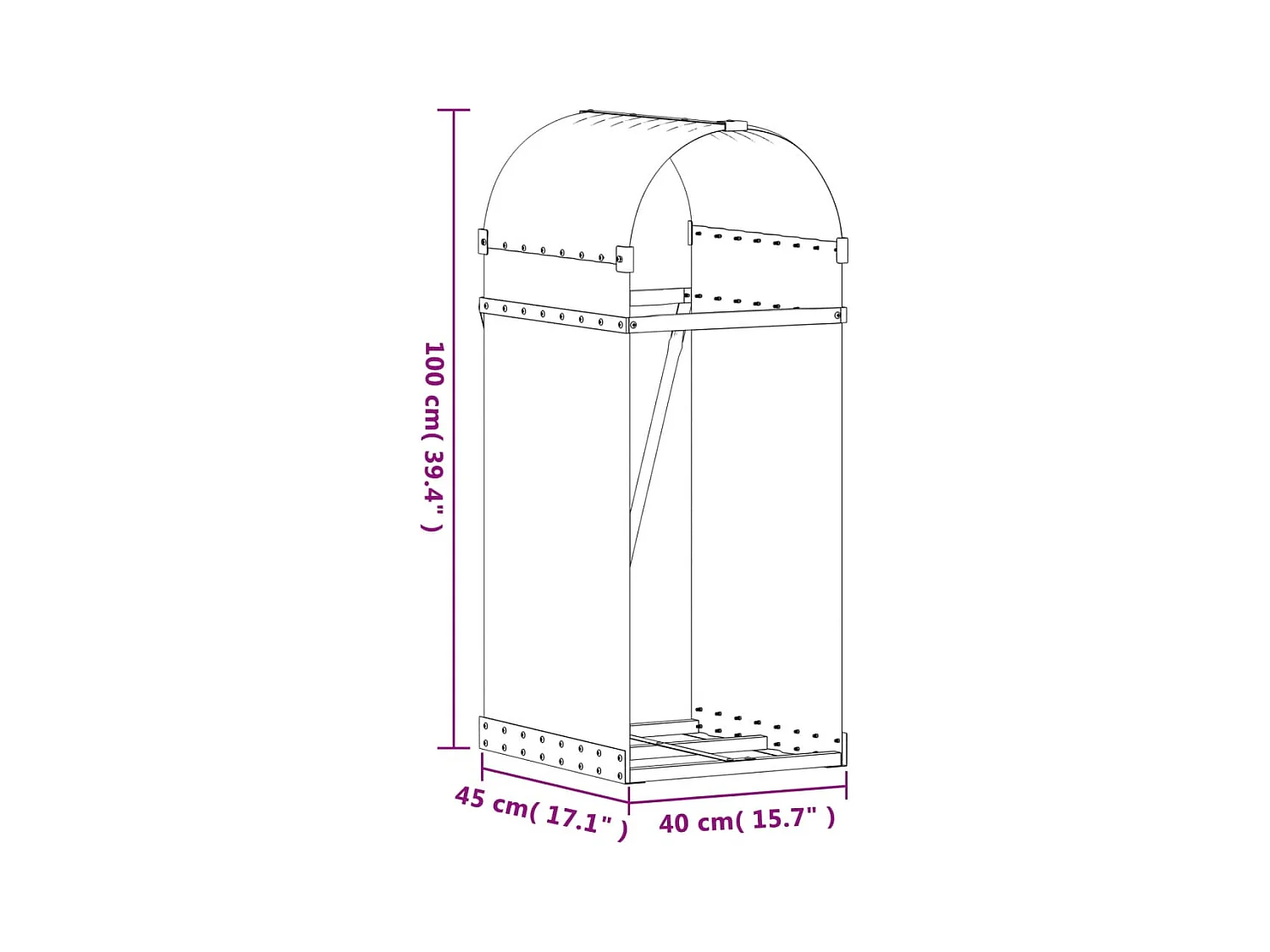 Jilles  Kaminholzunterstand Hellgrau 40x45x100 cm Verzinkter Stahl