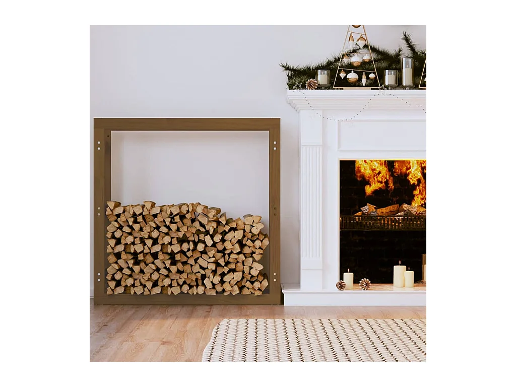 Riemst  Support de bois de chauffage Marron miel 100x25x100 cm Bois pin