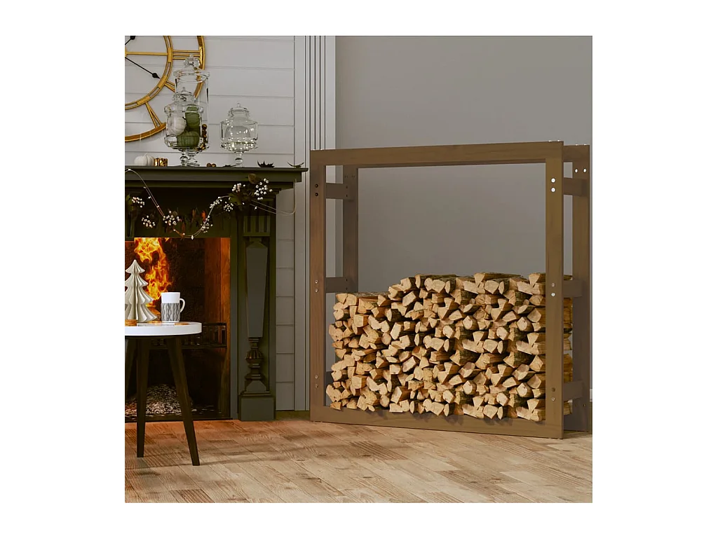 Riemst  Support de bois de chauffage Marron miel 100x25x100 cm Bois pin