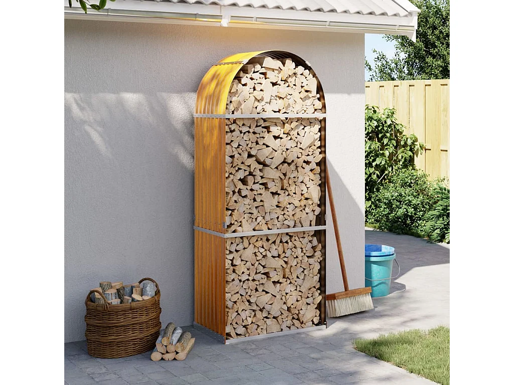 Jilles  Portaceppi Effetto Legno 80x45x190 cm in Acciaio Zincato