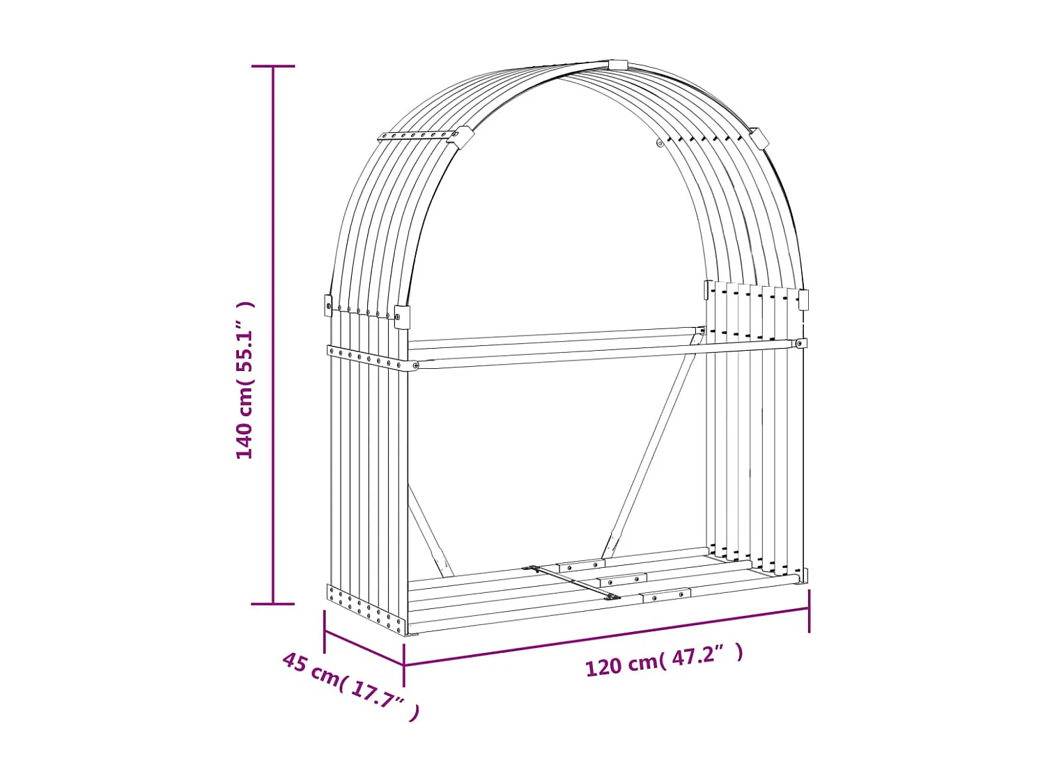 Jilles  Kaminholzunterstand Grün 120x45x140 cm Verzinkter Stahl