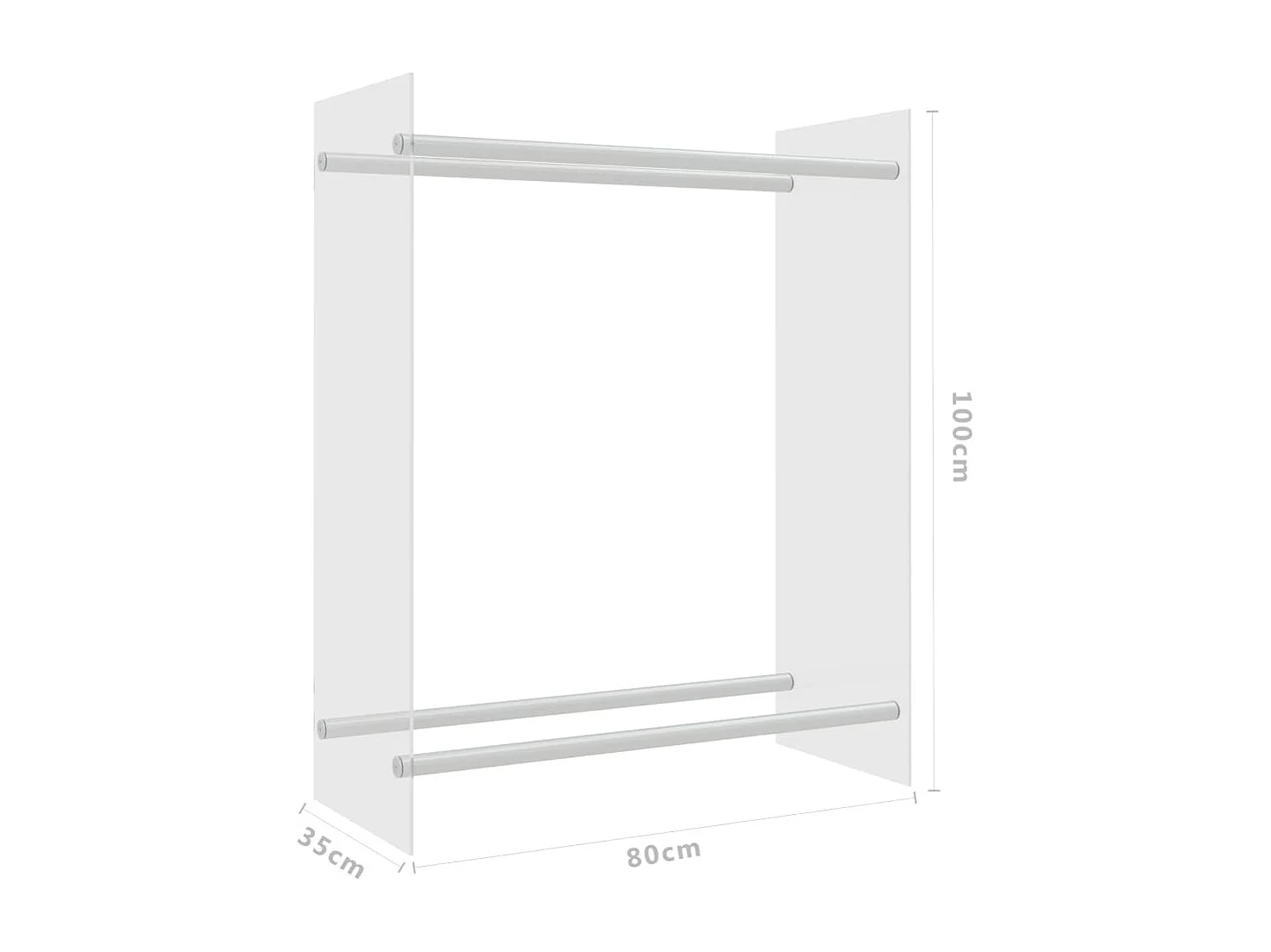 Olland  Portant de bois chauffage Transparent 80x35x100 cm Verre trempé