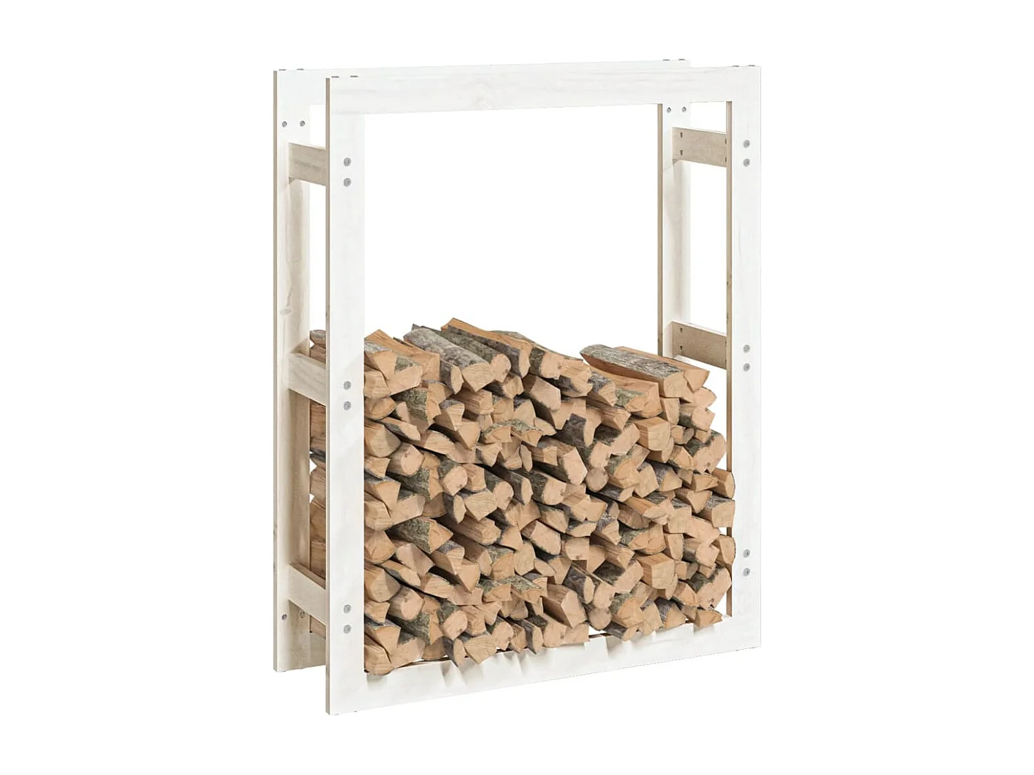 Riemst  Kaminholzregal Weiß 80x25x100 cm Massivholz Kiefer