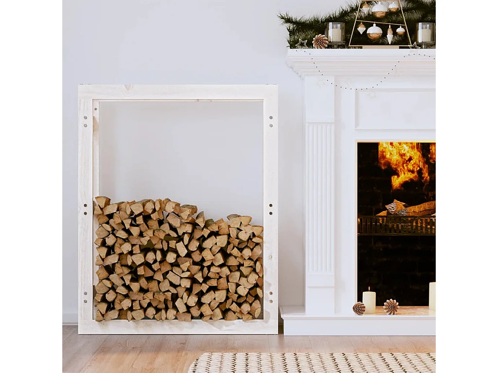 Riemst  Support pour bois de chauffage Blanc 80x25x100 cm Bois de pin