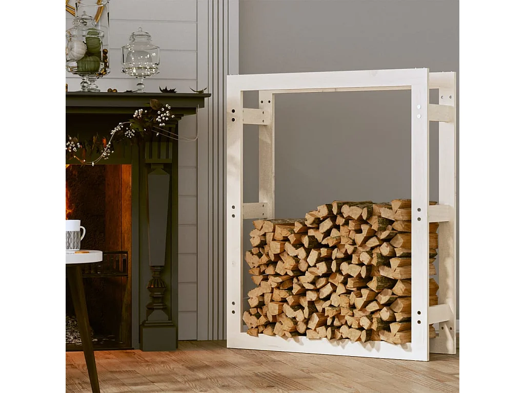 Riemst  Support pour bois de chauffage Blanc 80x25x100 cm Bois de pin