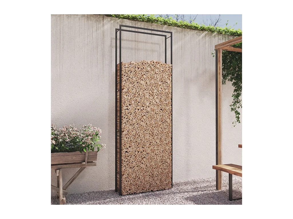 Nichelino  Portant de bois de chauffage Noir mat 110x28x312 cm Acier