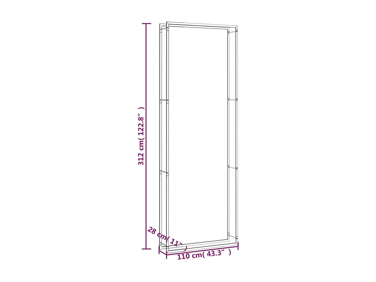 Nichelino  Haardhoutrek 110x28x312 cm staal matzwart