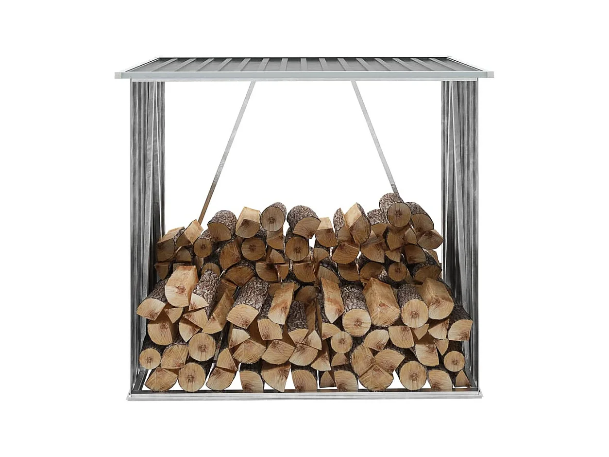 Riley  Abri de stockage de bois Acier galvanisé 163x83x154 cm Gris